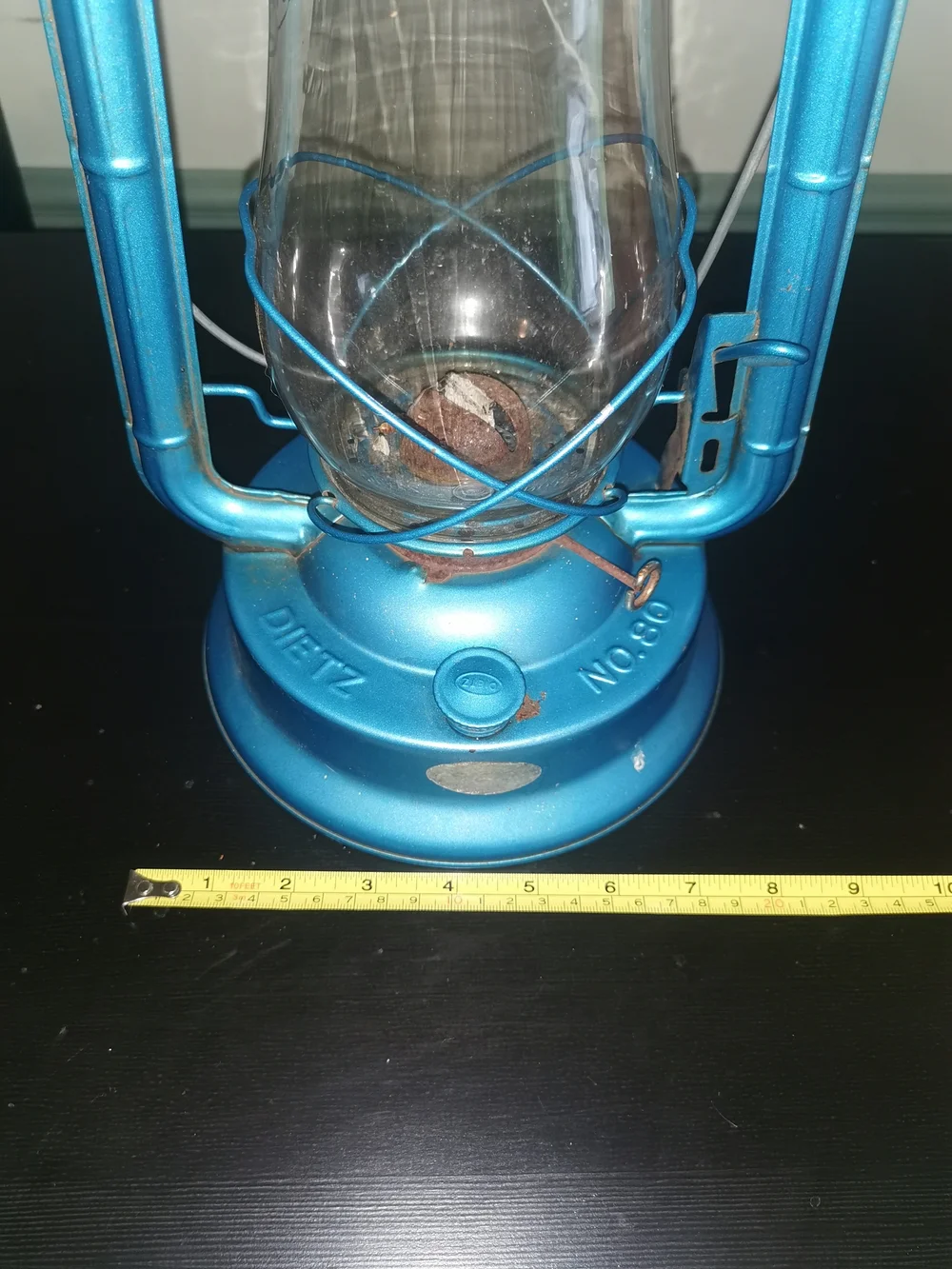 Vintage Dietz #80 Blizzard Hurricane Oil Lamp Lantern Blue‎